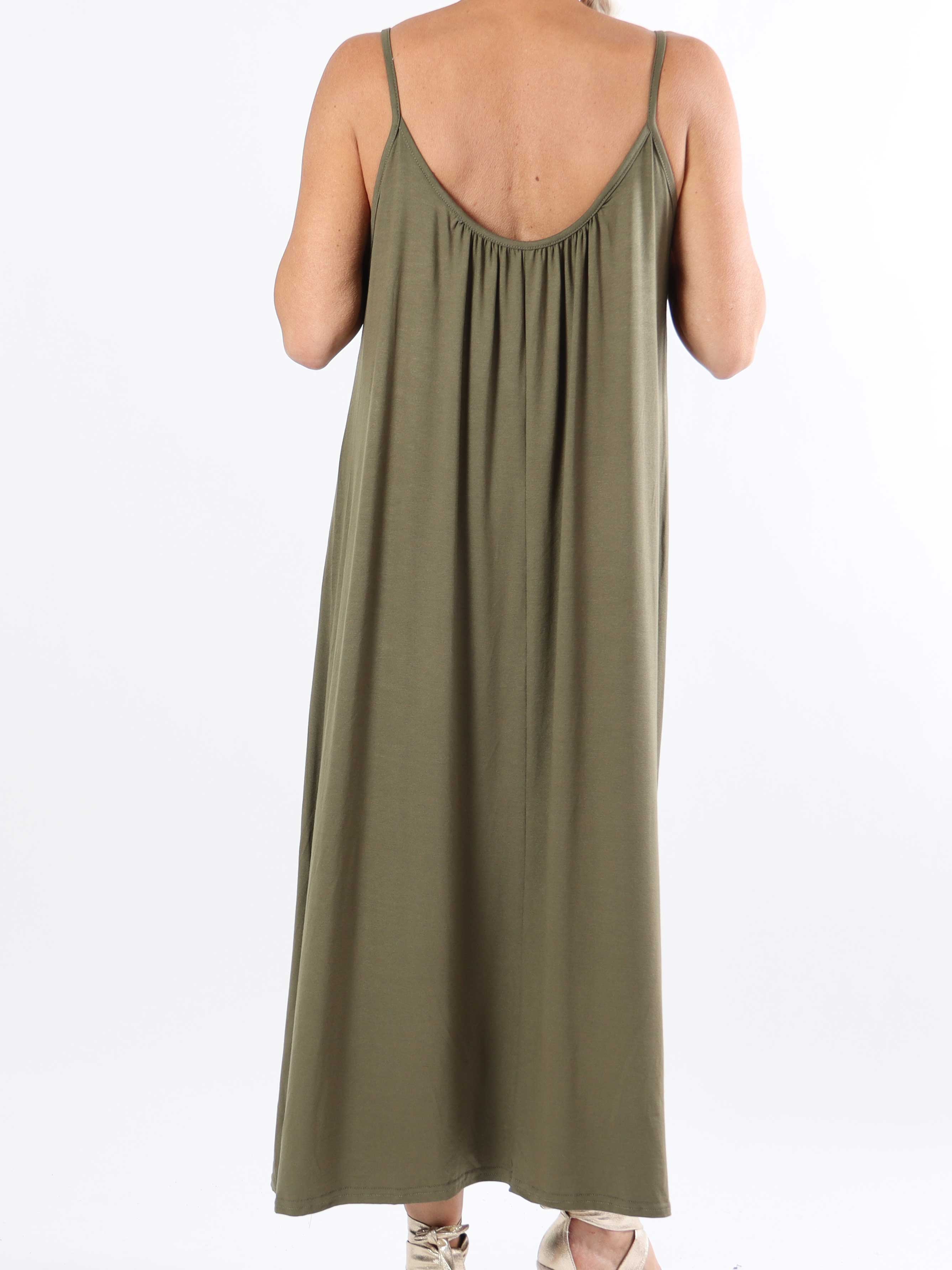 Olivia - Lång plus size-klänning med band i viskos